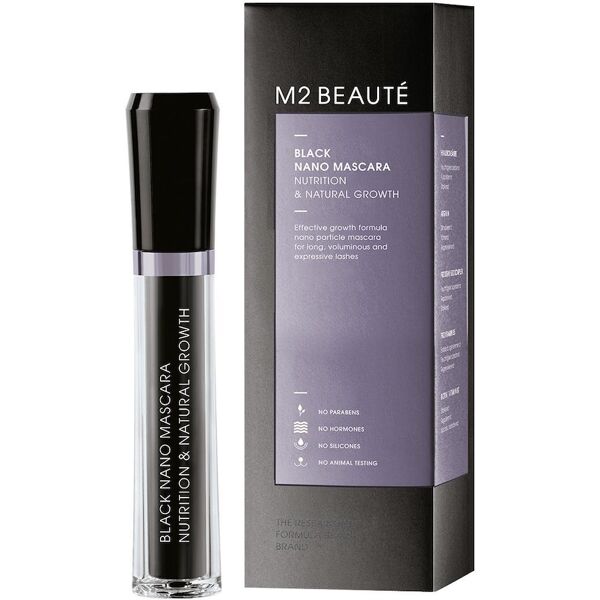 m2 beauté -  black nano mascara nutrition & natural growth 6 ml nero unisex