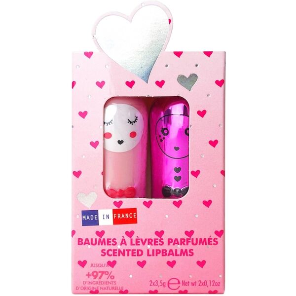 inuwet - set regalo duo love (fragola, frullato) balsamo labbra 7 g unisex