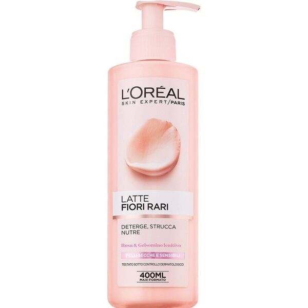 l'oréal paris - fiori rari, strucca e idrata la pelle, per pelli secche e sensibili latte detergente 400 ml female