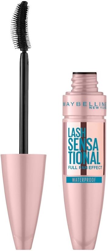 maybelline - ciglia sensazionali, volumizzante, effetto ventaglio sulle ciglia, resistente all'acqua, nero mascara 1 g nero unisex