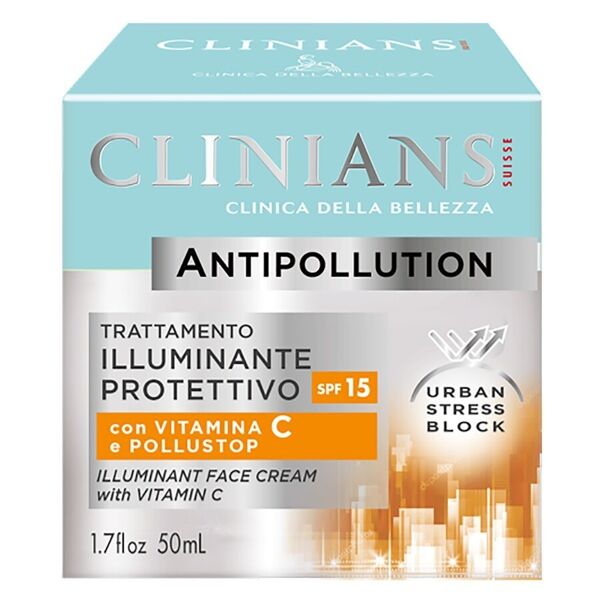 clinians - antipollution trattamento illuminante protettivo crema viso 50 ml unisex
