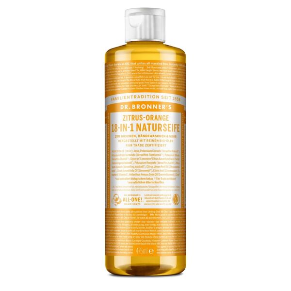 dr. bronner's - citrus-orange 18-in-1 natural soap sapone 475 ml unisex