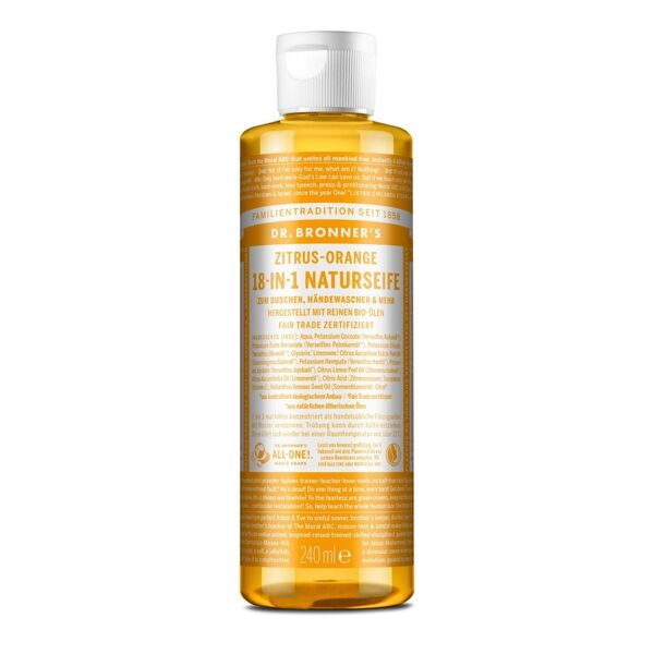 dr. bronner's - citrus-orange 18-in-1 natural soap sapone 240 ml unisex