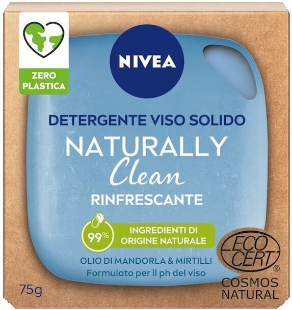 nivea - naturally clean detergente viso solido rinfrescante sapone viso 75 g unisex