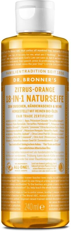 Dr. Bronner's - Citrus-Orange 18-in-1 Natural Soap Sapone 240 ml unisex