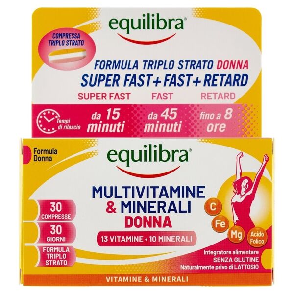 equilibra - multivitaminico donna, 30 cpr triplostrato vitamine 45 g unisex