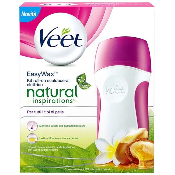 veet - kit depilazione cera easy wax natural inspirations fiore tiarè & argan oil rasoi corpo ed epilatori 50 ml female