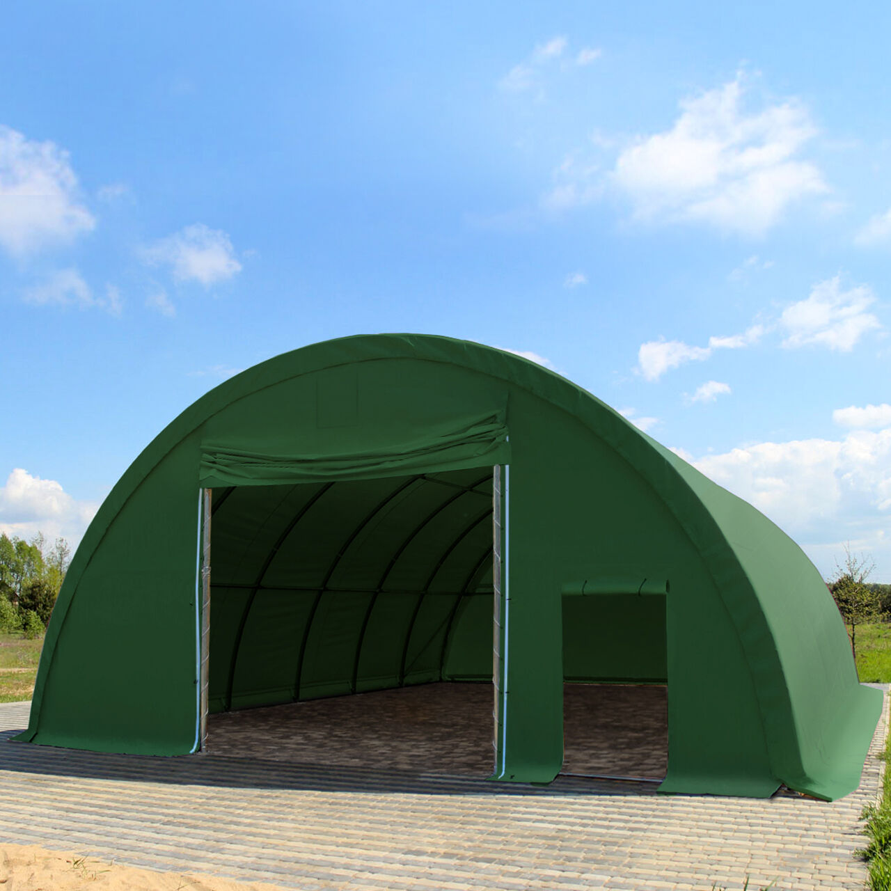 Toolport Tunnel Agricolo 9,15x10m PVC 720 g/m2 verde impermeabile