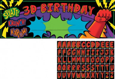 Striscione personalizzabile per un compleanno da Supereroe
