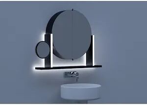 desivero design complemento integrato d'arredo e illuminazione float 900 con specchio ingranditore black codice prod: specchiera900_black ingr