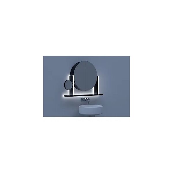 desivero design complemento integrato d'arredo e illuminazione float 900 con specchio ingranditore black codice prod: specchiera900_black ingr