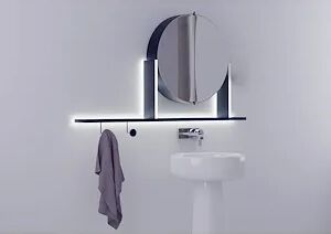 desivero design complemento integrato d'arredo e illuminazione float 1300 blu scuro codice prod: specchiera1300_darkblue