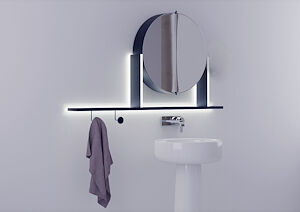 Desivero Design Complemento Integrato D'Arredo E Illuminazione Float 1300 Blu Scuro Codice Prod: Specchiera1300_darkblue