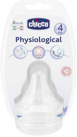 Chicco Physiological Tettarelle per biberon flusso veloce 4+ mesi (2 pz) Chicco Physiological Tettarelle per biberon flusso veloce 4+ mesi (2 pz)