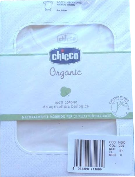 Chicco Organic Body neonati 100% cotone mesi 6 colore bianco manica corta (1 pz) Chicco Organic Body neonati 100% cotone mesi 6 colore bianco manica corta (1 pz)
