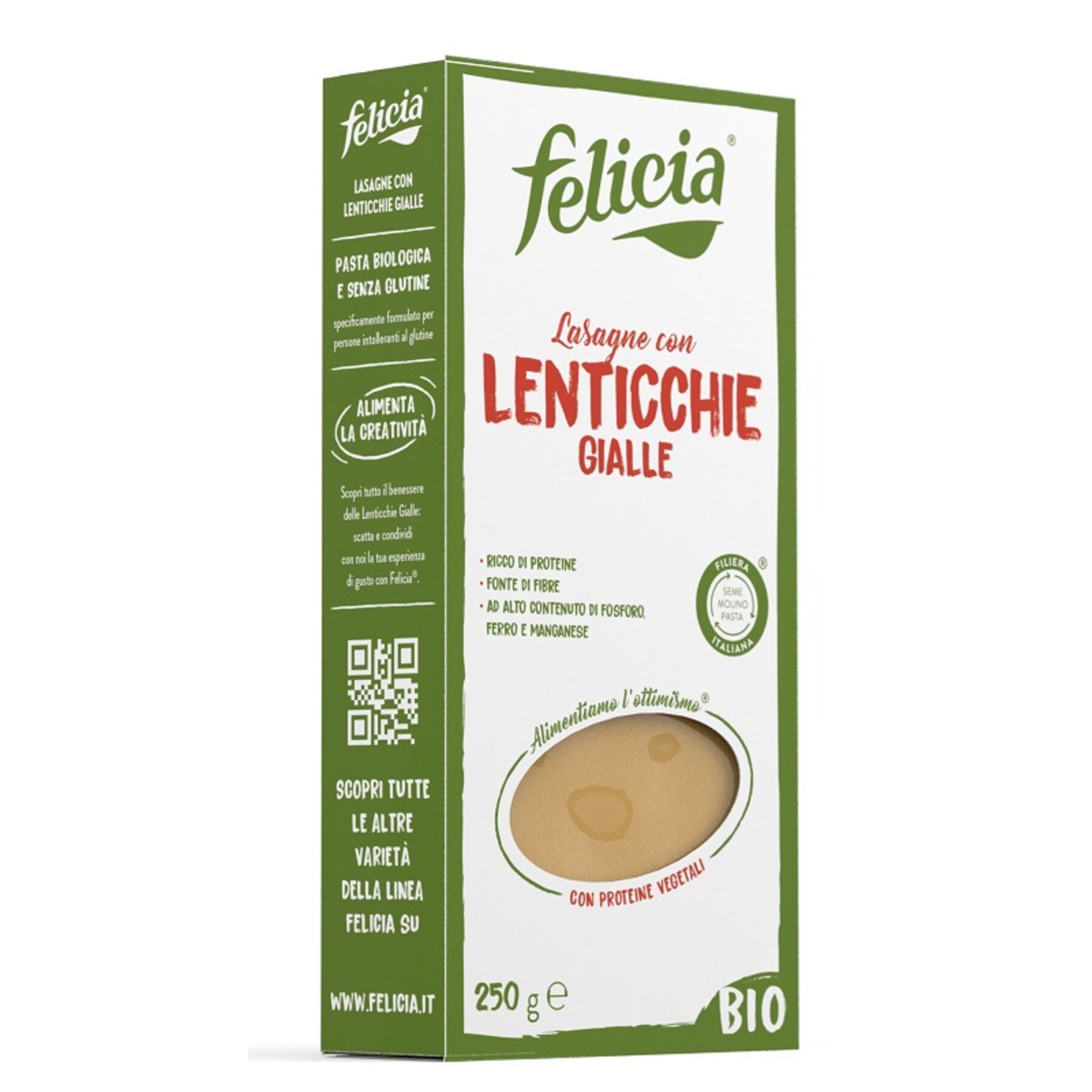 ANDRIANI SpA Felicia bio lasagne lenticchie gialle con riso integrale 250 g