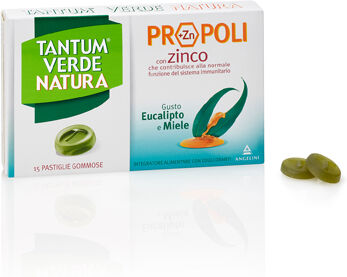 Angelini Tantum Verde Natura pastiglie gommose propoli gusto eucalipto e miele (15 pz) Angelini Tantum Verde Natura pastiglie gommose propoli gusto eucalipto e miele (15 pz)