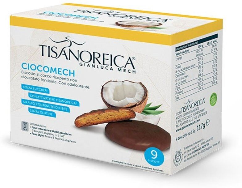 Gianluca Mech Tisanoreica vita Ciocomech biscotti al Cocco ricoperti di fondente (9 pz)