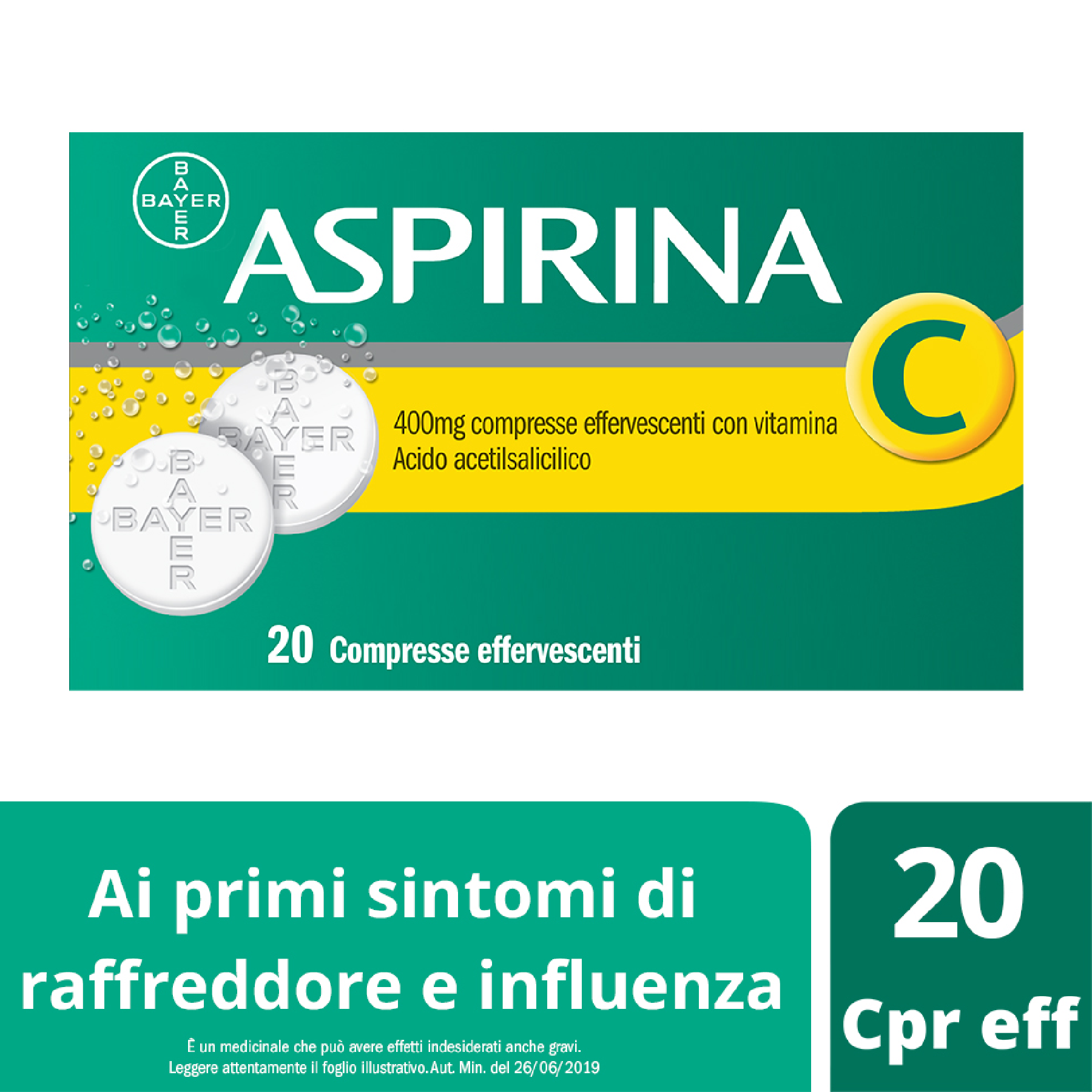 Bayer Aspirina C 400mg (20 cpr effervescenti)