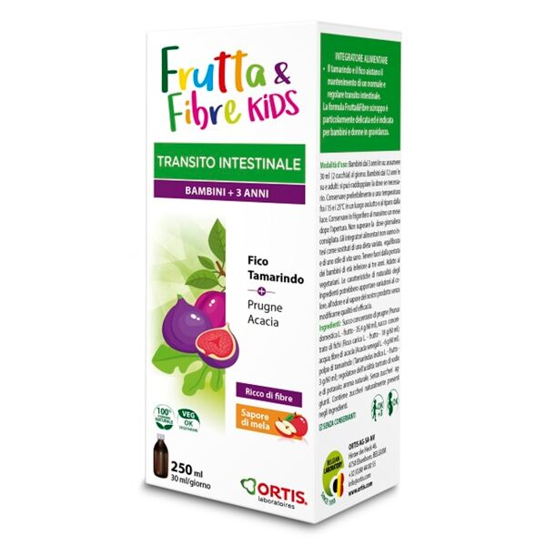 ortis frutta e fibre bambini sciroppo 100% naturale per il transito intestinale (250 ml)
