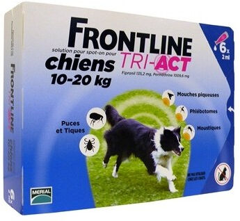 Merial Italia Frontline Tri act soluzione antiparassitario spot on per cani da 10 a 20kg (6 pipette)