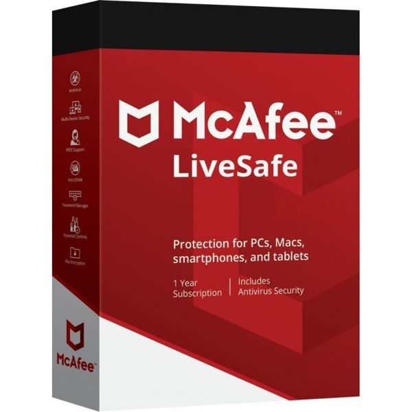 mcafee livesafe 2024 dispositivi illimitati 1 anno windows / macos / android / ios