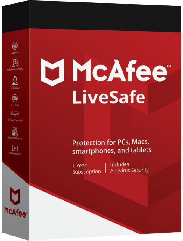 McAfee LiveSafe 2024 Dispositivi Illimitati 1 Anno Windows / MacOS / Android / iOS