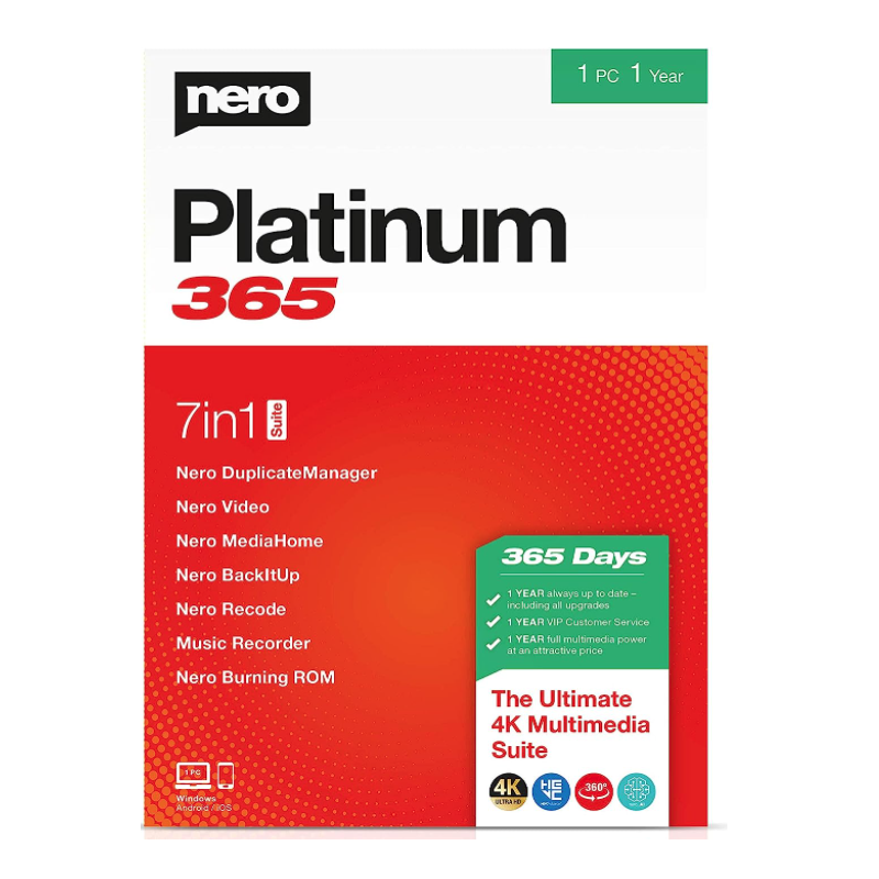 Nero Platinum 365 1 Dispositivo 1 Anno Solo Windows