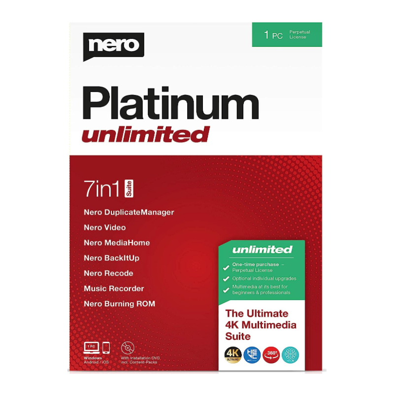Nero Platinum Unlimited 2024 1 Dispositivo Perpetua Solo Windows