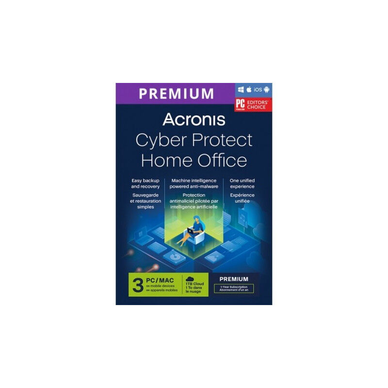 Acronis Cyber Protect Home Office Premium 2022 + 1TB Cloud Storage 3 Dispositivi 1 Anno