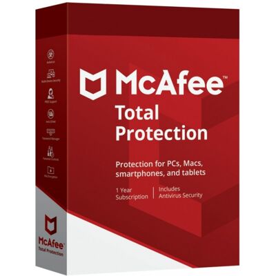McAfee Total Protection 10 Dispositivi 1 Anno Windows / MacOS / Android / iOS McAfee Total Protection 10 Dispositivi 1 Anno Windows / MacOS / Android / iOS
