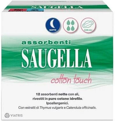 SAUGELLA Assorbenti Notte Con Ali Cotton Touch 12 Pezzi