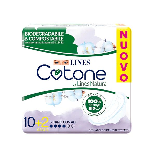 LINES Cotone Bio Ultra Con Ali 12 Pezzi