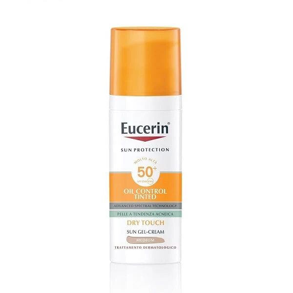 eucerin sun protection oil control tinted medium dry touch spf50+ viso gel creme 200 ml