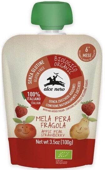 ALCE NERO Baby Food Bio Purea Mela Pera e Fragola 100 g