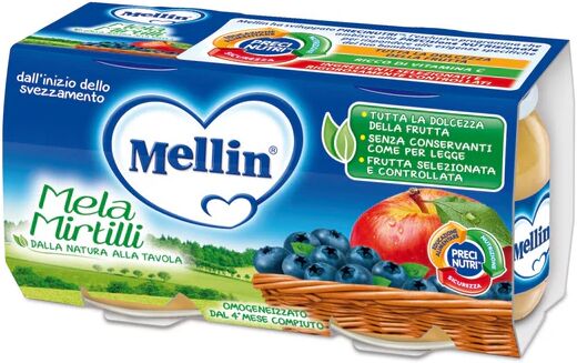 Mellin Omogeneizzato Mela Mirtillo 2 Vasetti 100 g