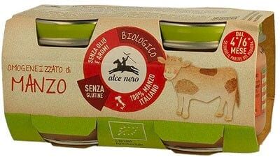 ALCE NERO Omogeneizzato Di Manzo Biologico 2x80 g Vasetti