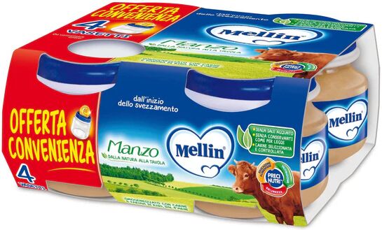 Mellin Omogeneizzato Manzo 4 Vasetti 80 g