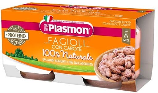 PLASMON Omogeneizzato Fagioli 2 Vasetti Da 80 g Da 6 Mesi