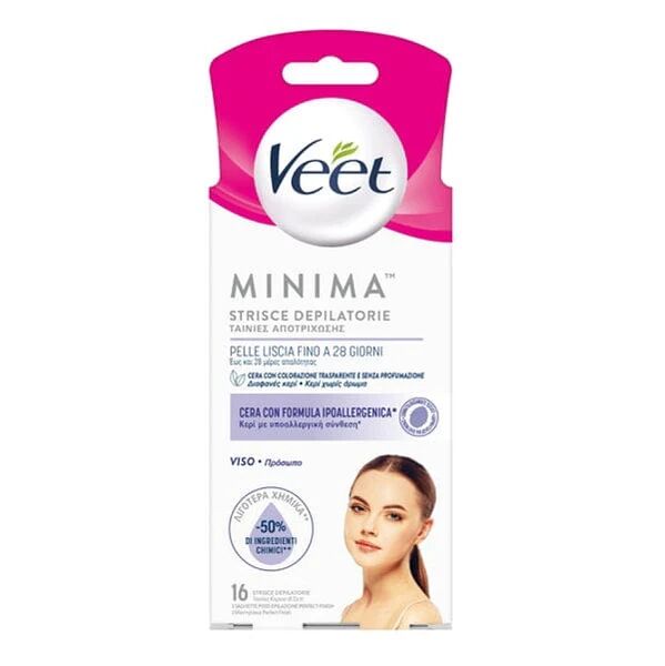 VEET Minima Strisce Depilatorie Viso Ipoallergeniche 16 Pezzi