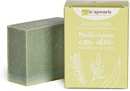 LA SAPONARIA Mediterraneo Con Aloe Sapone Biologico 100 g All'olio Extravergine D'oliva