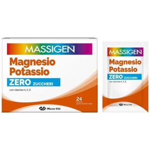 MASSIGEN Magnesio e Potassio Zero Zuccheri 24 Bustine Da 4 g