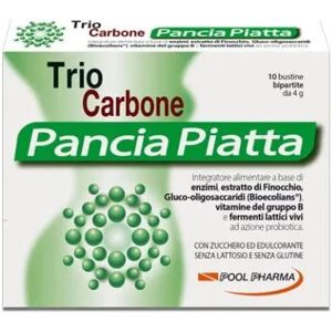 Pool Pharma Trio Carbone Pancia Piatta 10 Bustine Bipartite Da 4 G