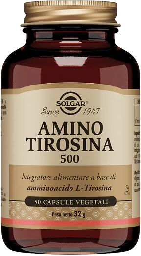 SOLGAR Amino Tirosina 500 Integratore 50 Capsule Vegetali