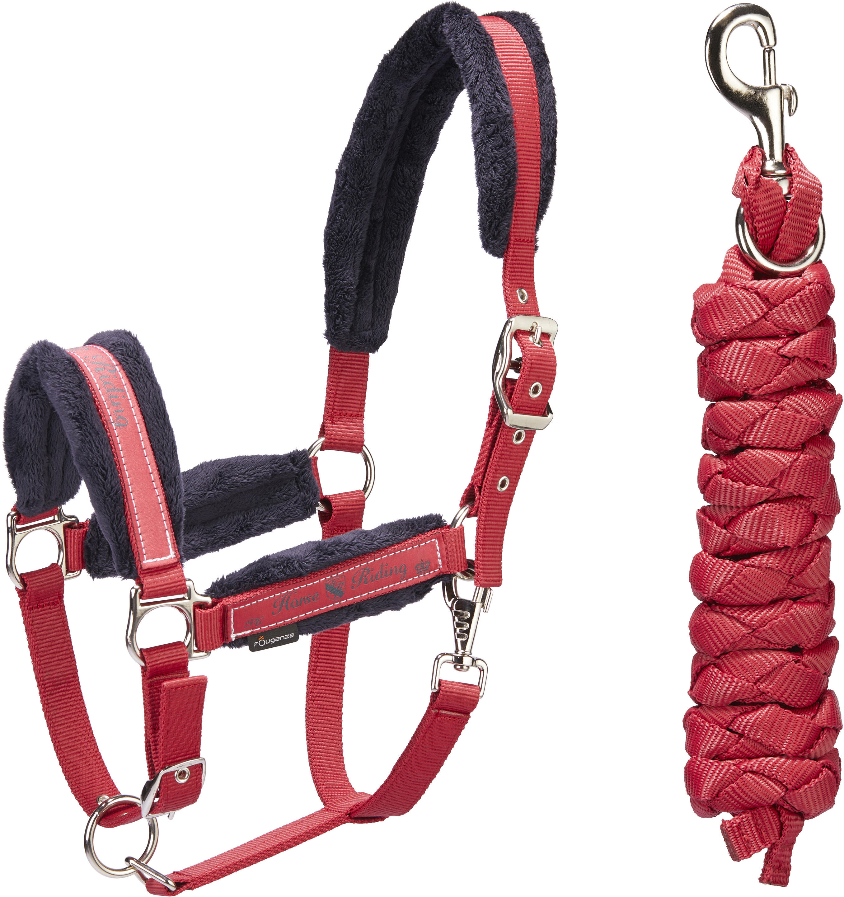 FOUGANZA Decathlon - Kit capezza + longhina equitazione pony e cavallo WINNER rosso -