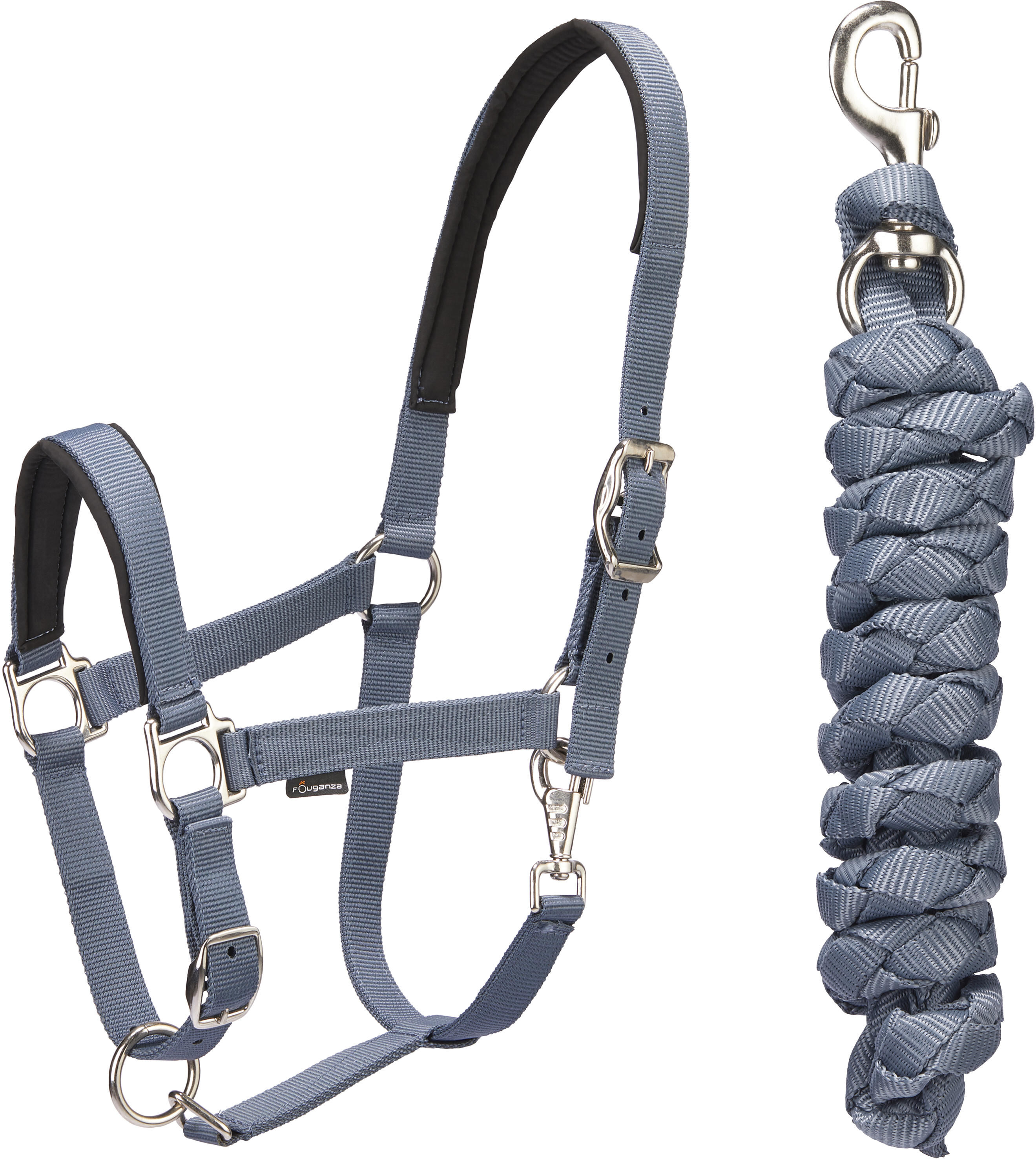 FOUGANZA Decathlon - Kit capezza + longhina equitazione cavallo CLASSIC azzurro-grigio -