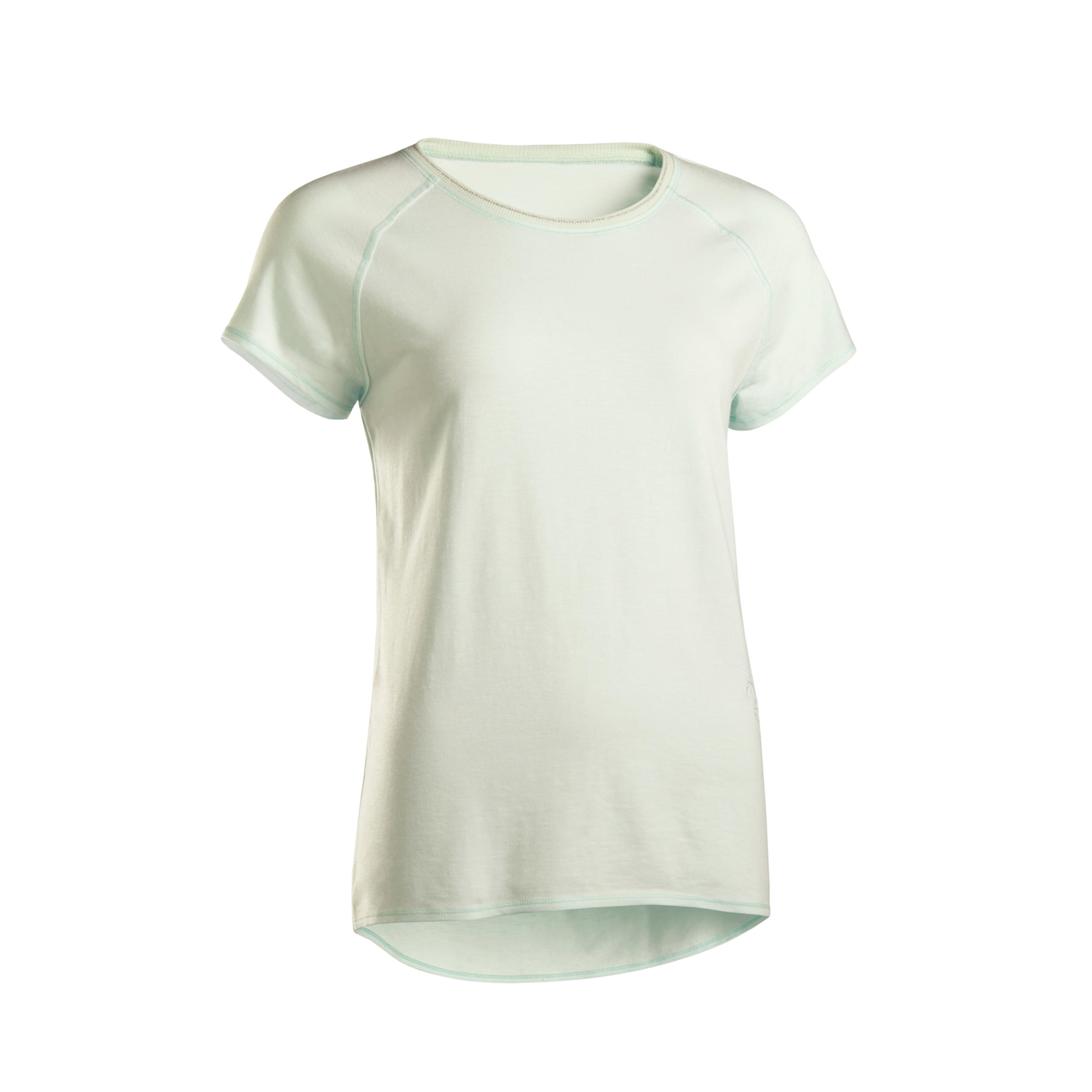 KIMJALY Decathlon - T-shirt donna yoga cotone bio verde con ricamo -