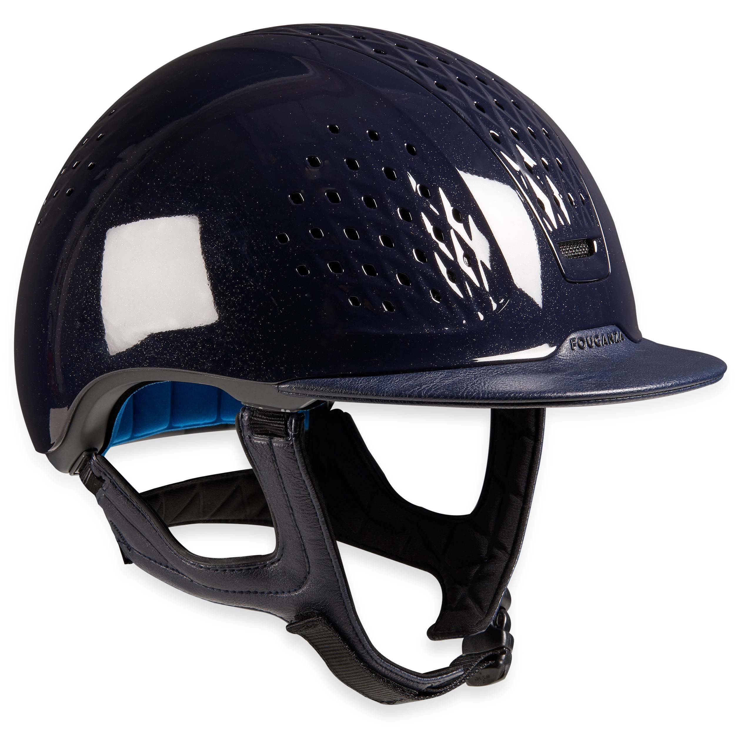 FOUGANZA Decathlon - Cap equitazione 900 blu glossy + fodero -