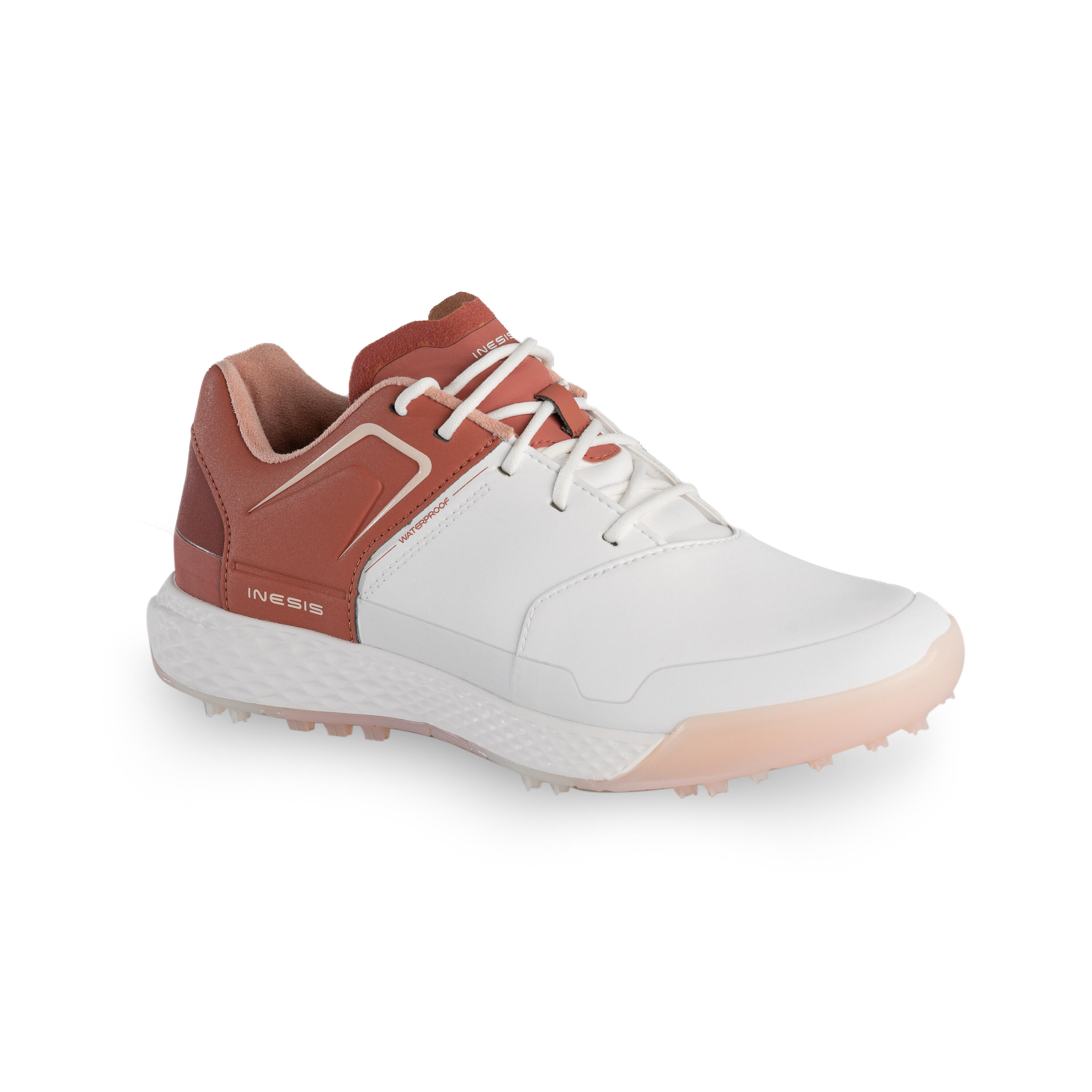 INESIS Decathlon - Scarpe golf donna GRIP WATERPROOF bianco-terracotta -