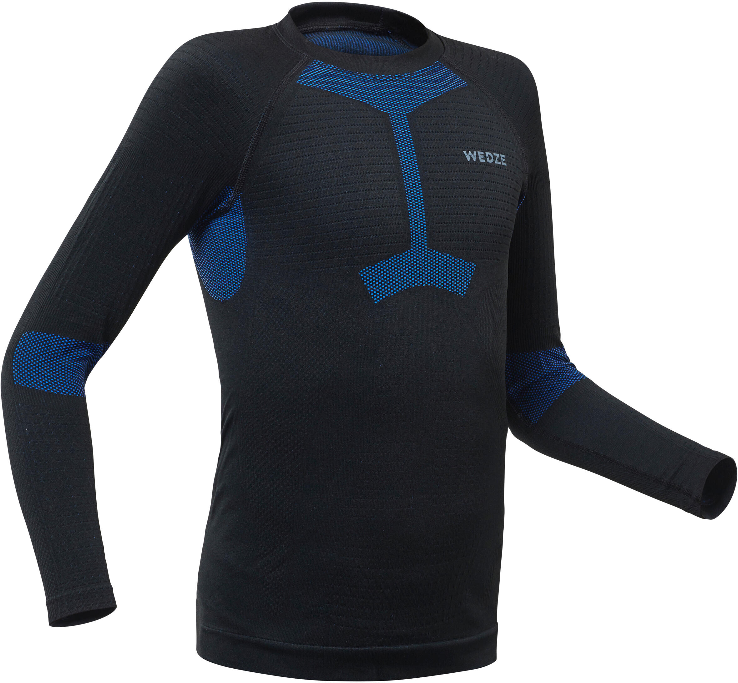 WEDZE Decathlon - Maglia termica sci bambino 580 I-SOFT nera e azzurra -